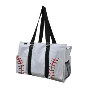 Baseball White NGL Zippered Caddy Organizer Tote Bag