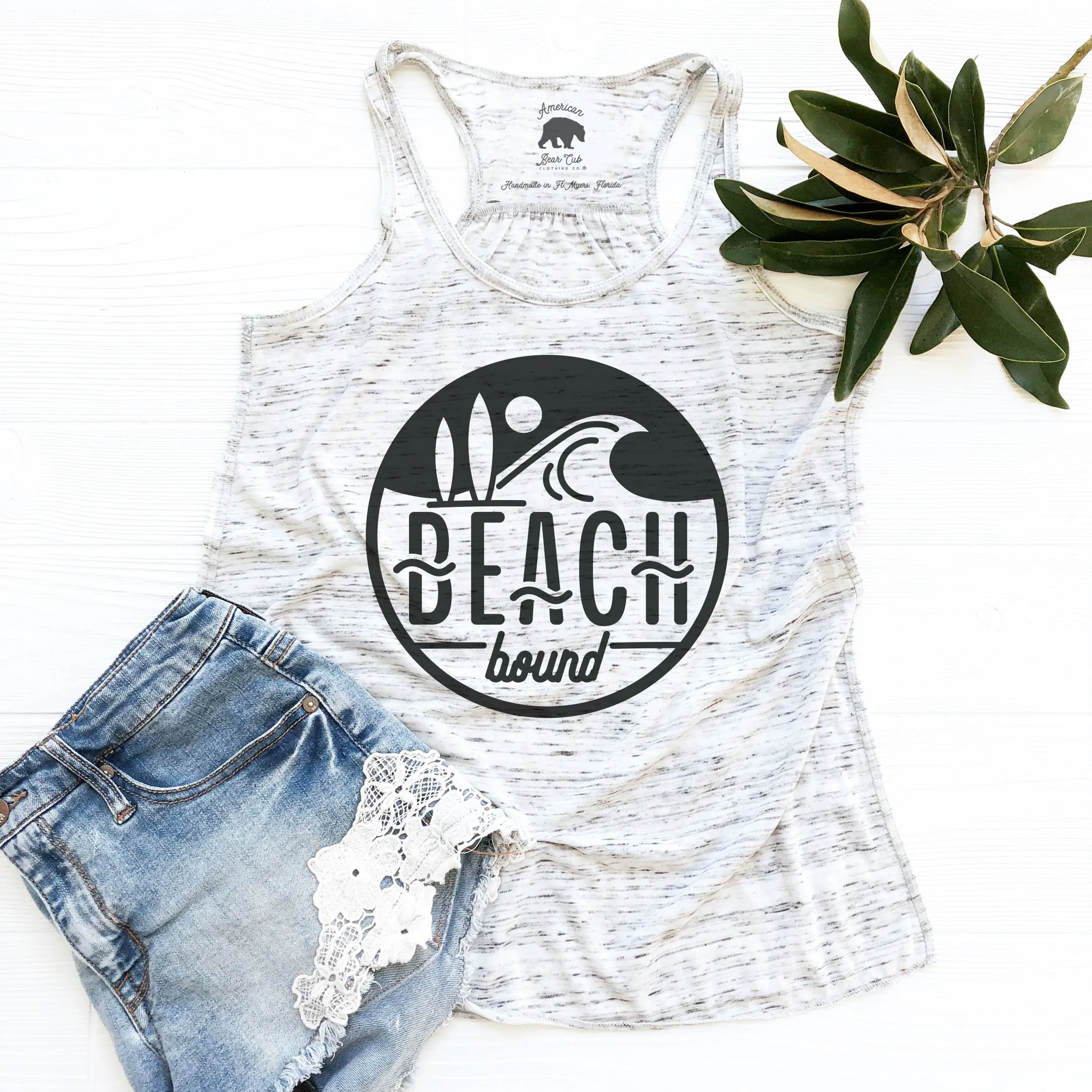 Beach Bound Circle flowy racerback tank tops - light or dark artwork