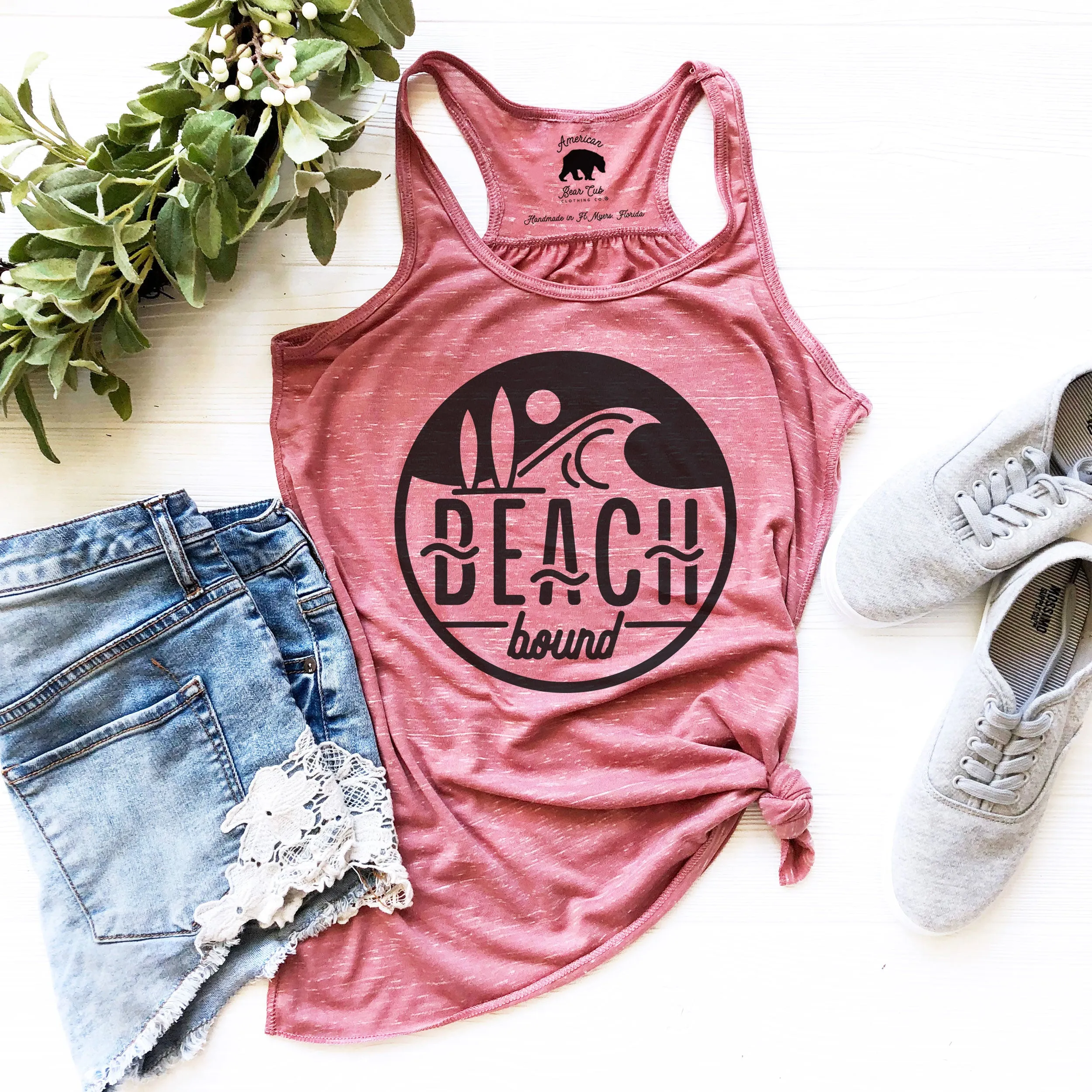 Beach Bound Circle flowy racerback tank tops - light or dark artwork