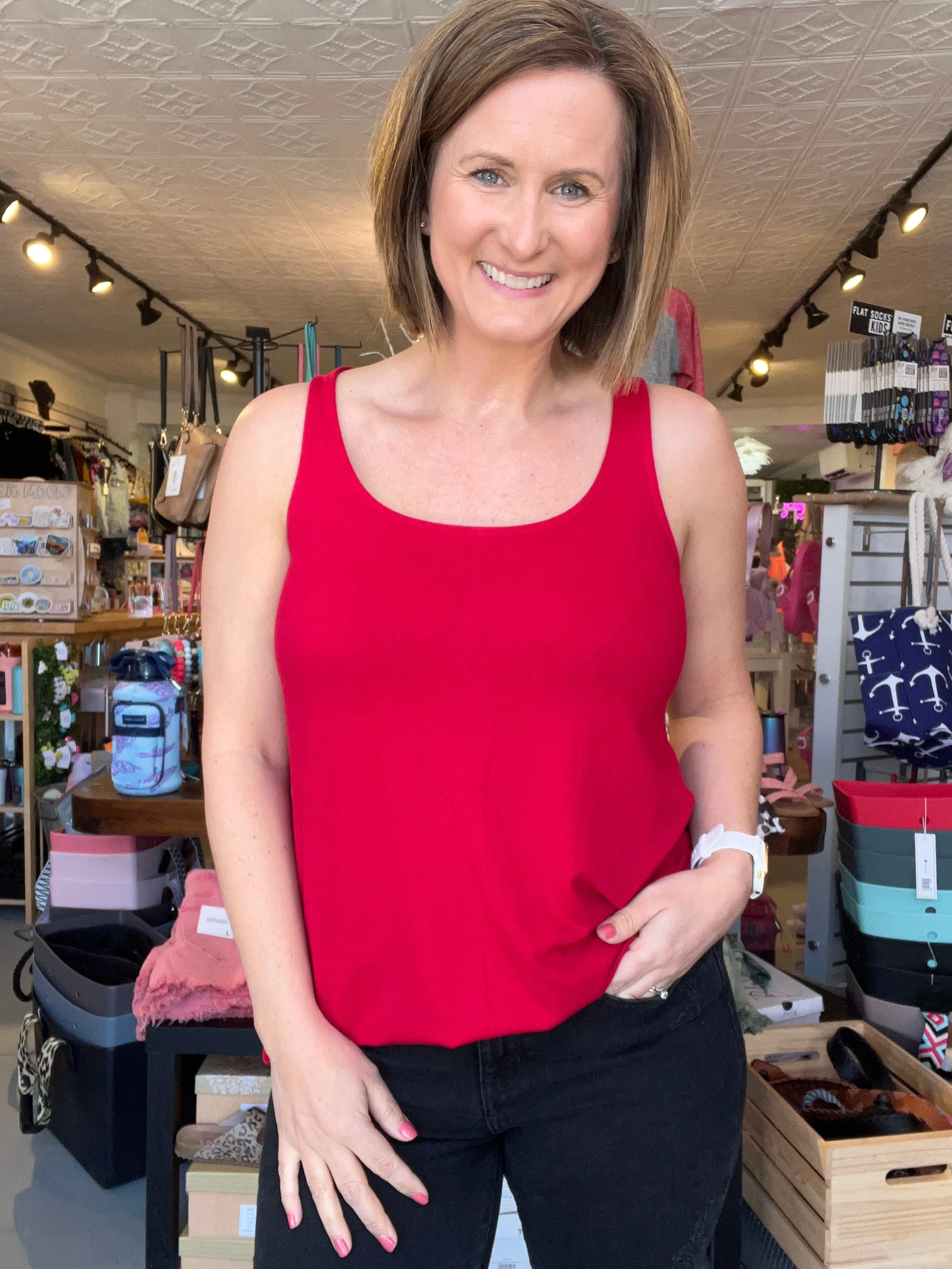 Beach Days Tank in Dark Red