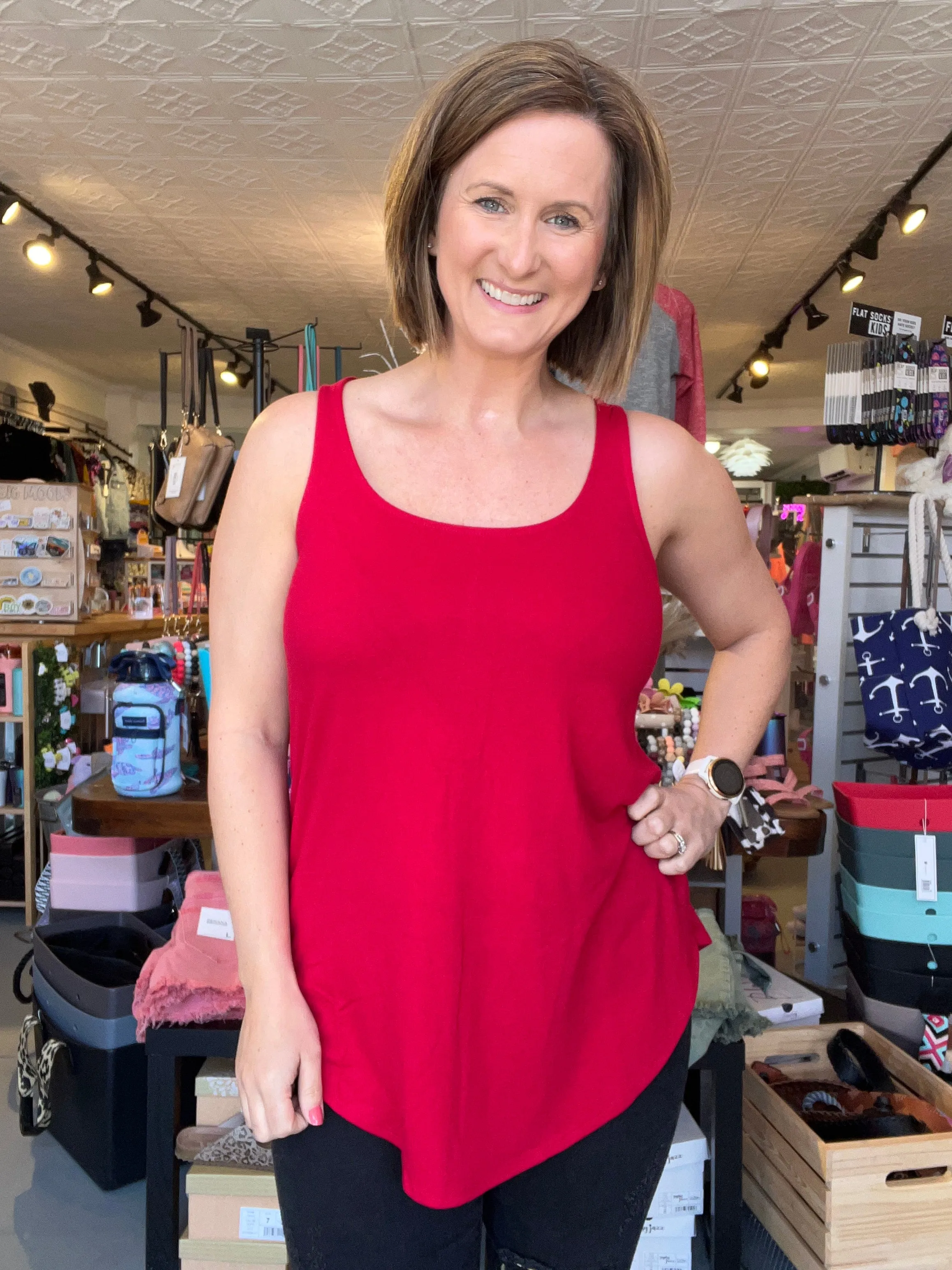 Beach Days Tank in Dark Red