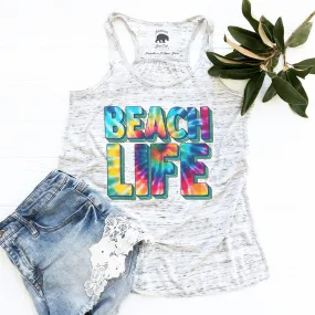 Beach Life Tie Dye flowy racerback tank top