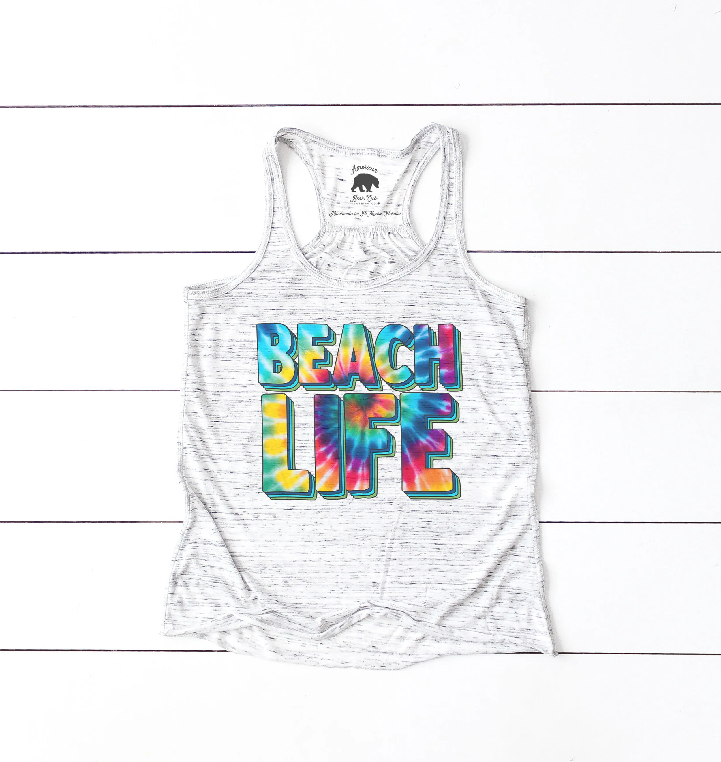 Beach Life Tie Dye flowy racerback tank top