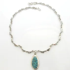 Beautiful Adjustable 20.5" Inch Handmade Sterling Silver Blue Natural Turquoise Necklace