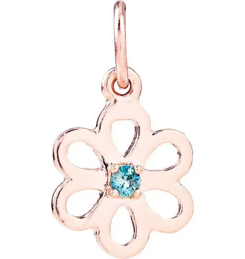 Birthstone Flower Charm With Blue Zircon