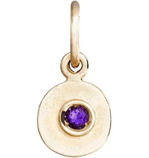 Birthstone Mini Disk Charm With Amethyst