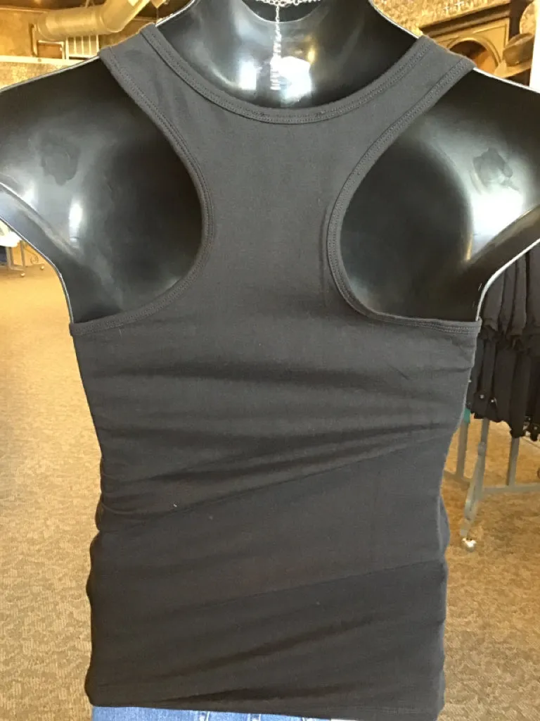 Black Cotton V Neck Spandex Racerback Tank - Small to 3X