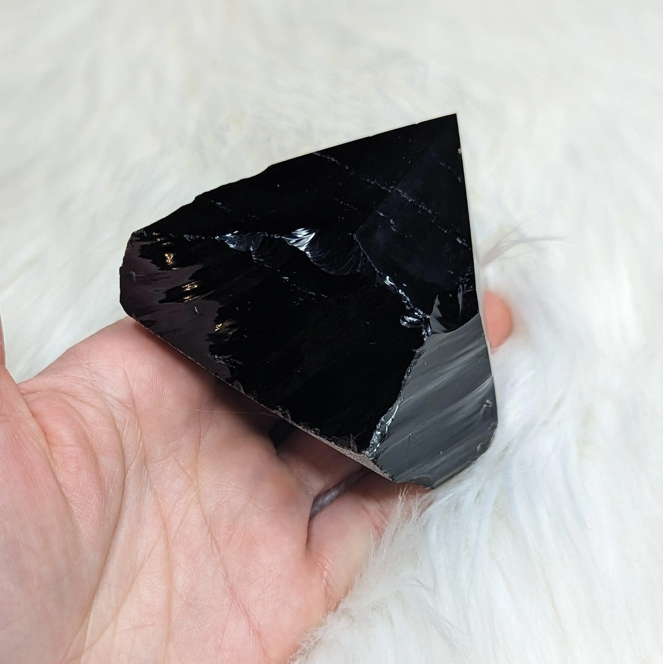 Black Obsidian Polished Point #2~ 6 Sides