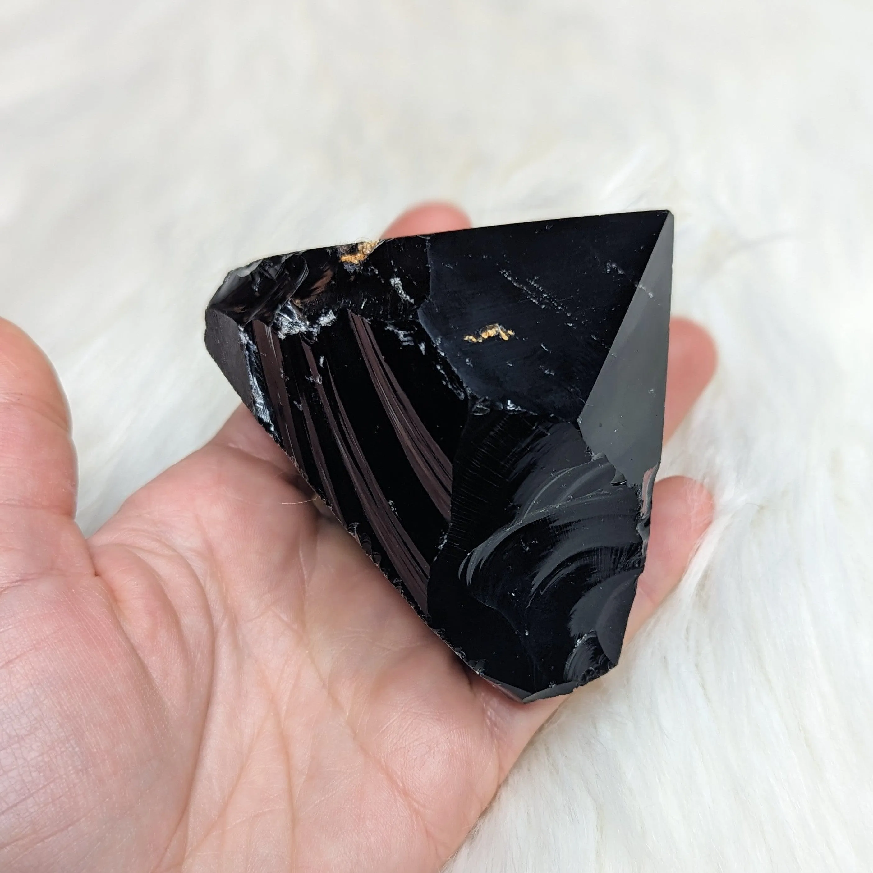 Black Obsidian Polished Point #2~ 6 Sides