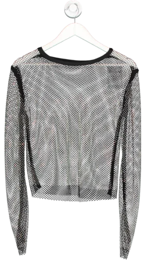 Black Rhinestone Fishnet Top UK S/M