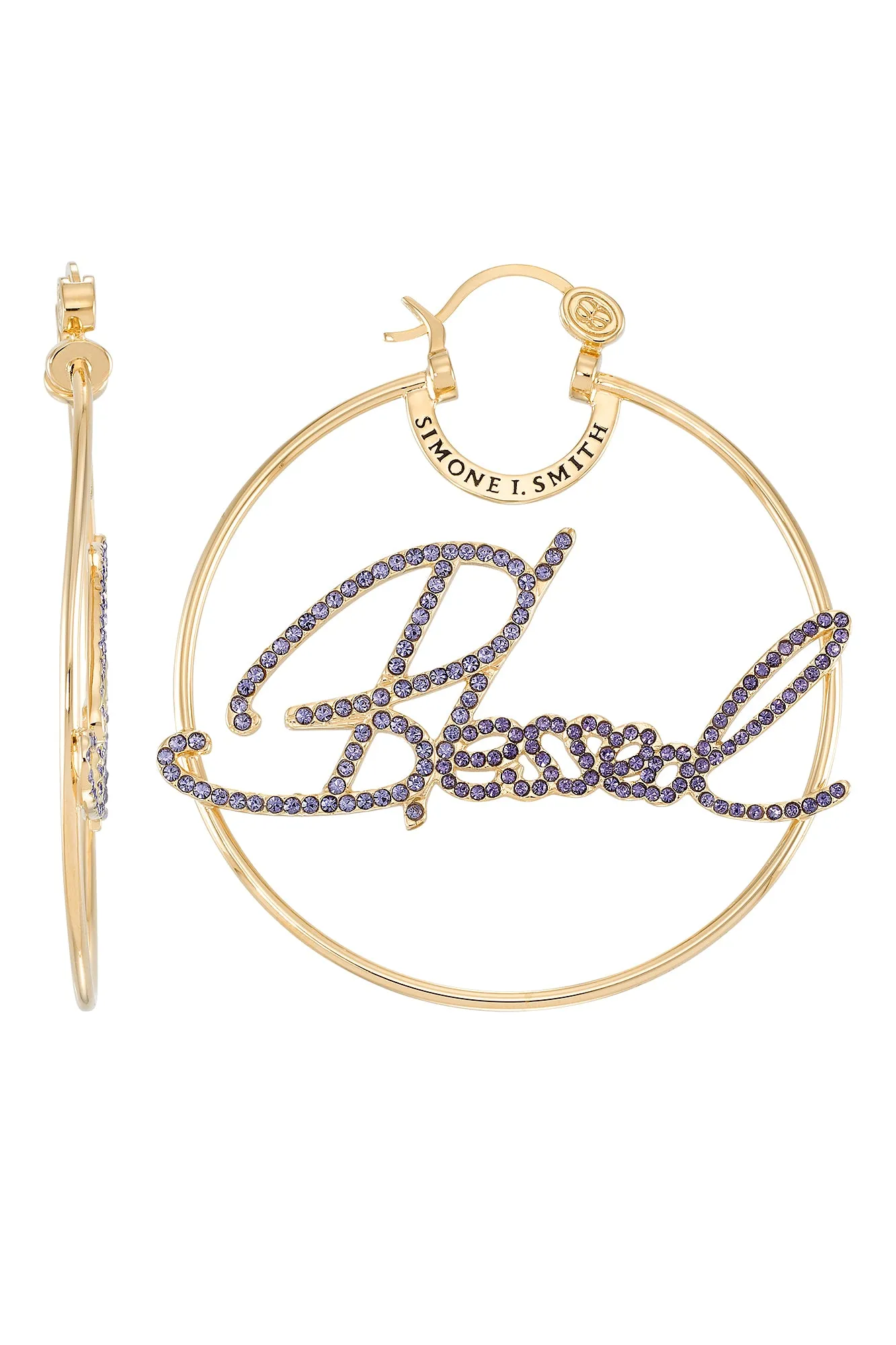 Blessed Nameplate Round Hoops - Purple Capsule