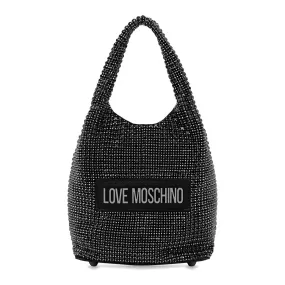 Borsa Donna a Mano Mini LOVE MOSCHINO linea Bling Bling Nera con Strass