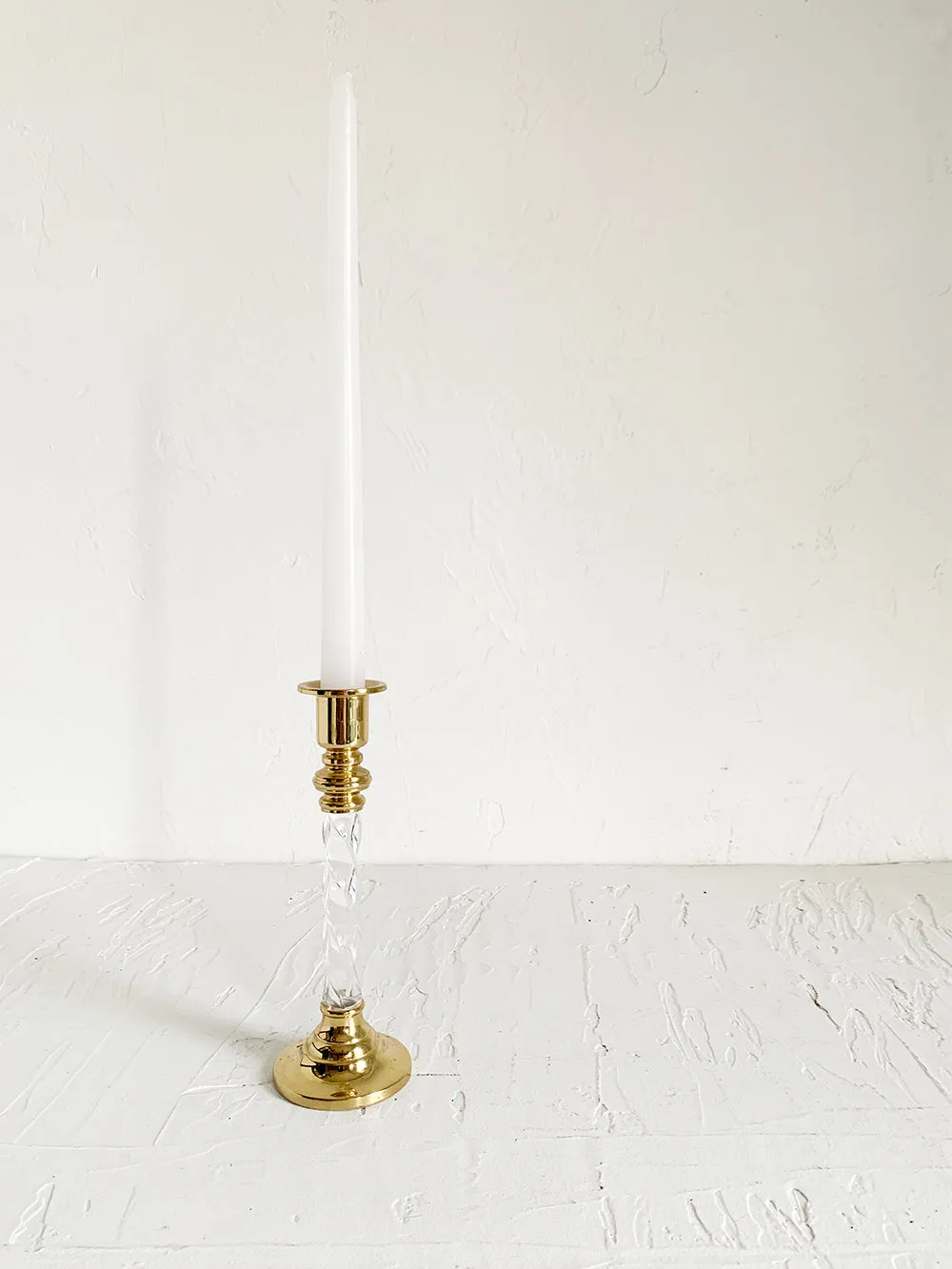 Brass and Twisted Acrylic Candlestick