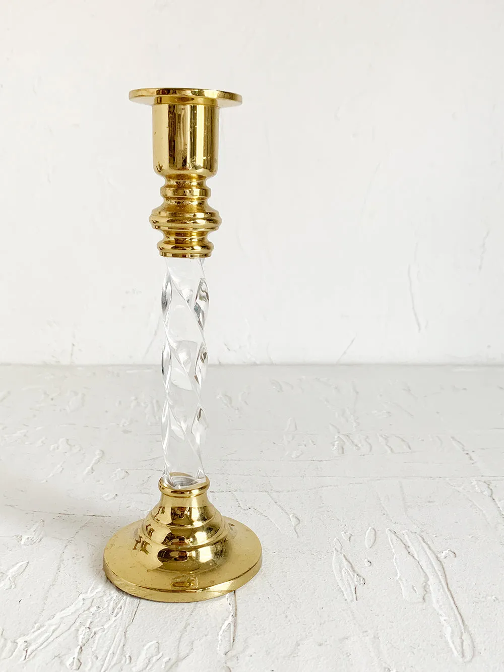 Brass and Twisted Acrylic Candlestick