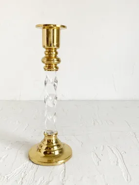 Brass and Twisted Acrylic Candlestick