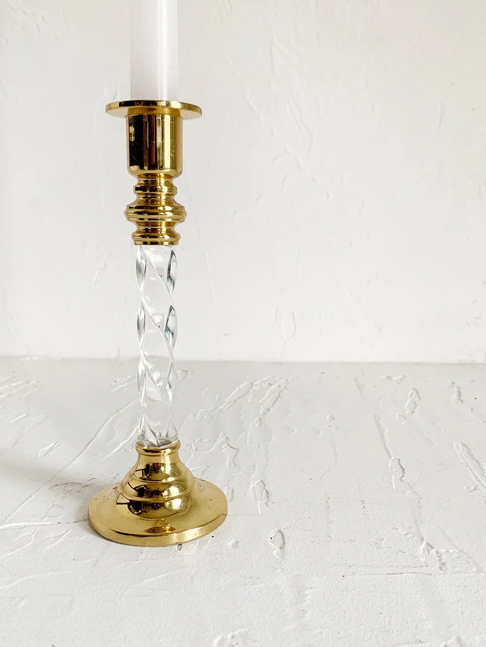 Brass and Twisted Acrylic Candlestick