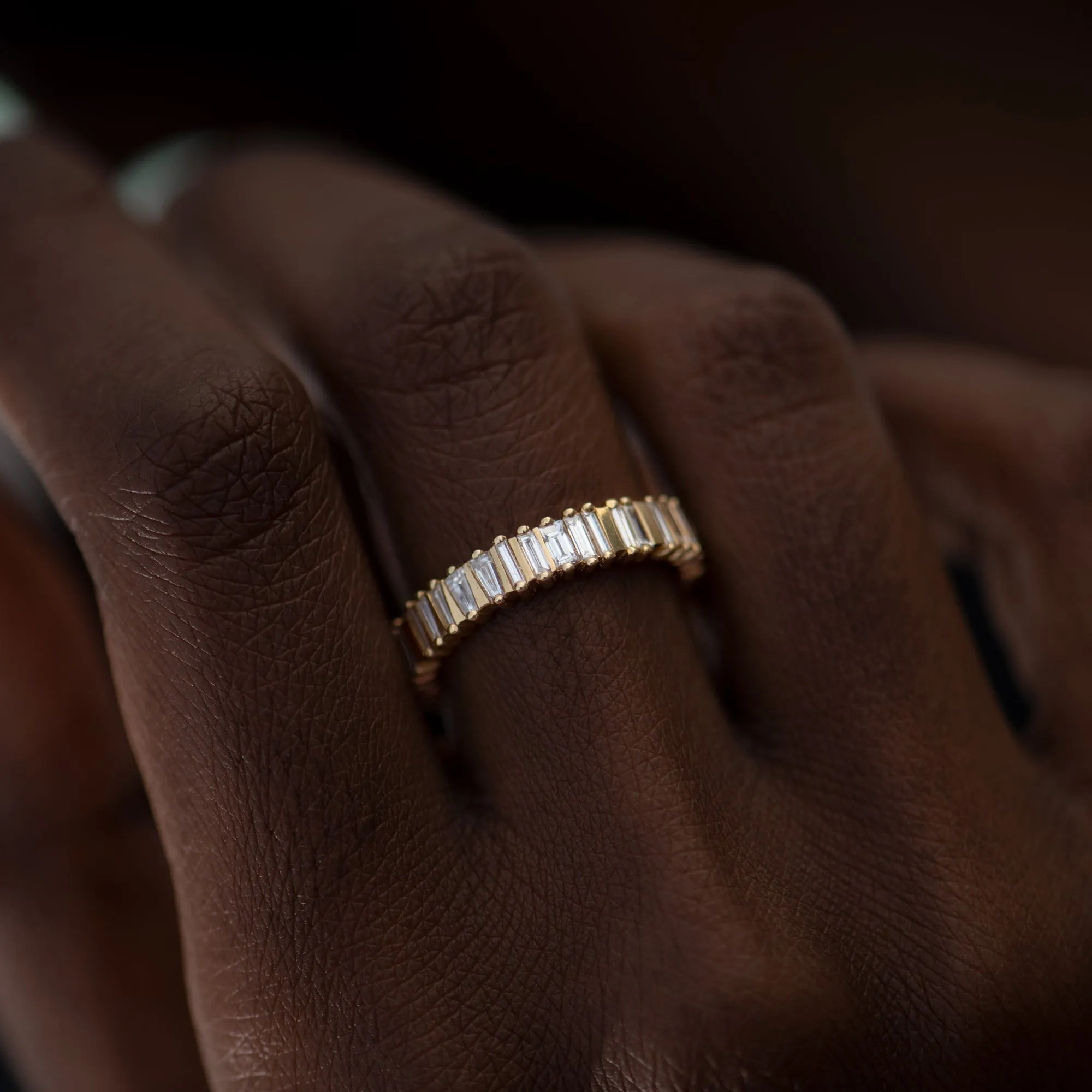 Bridge Eternity Band with Baguette and Trapeze Cut Diamonds