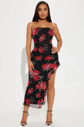 Camille Floral Mesh Maxi Dress - Black/combo