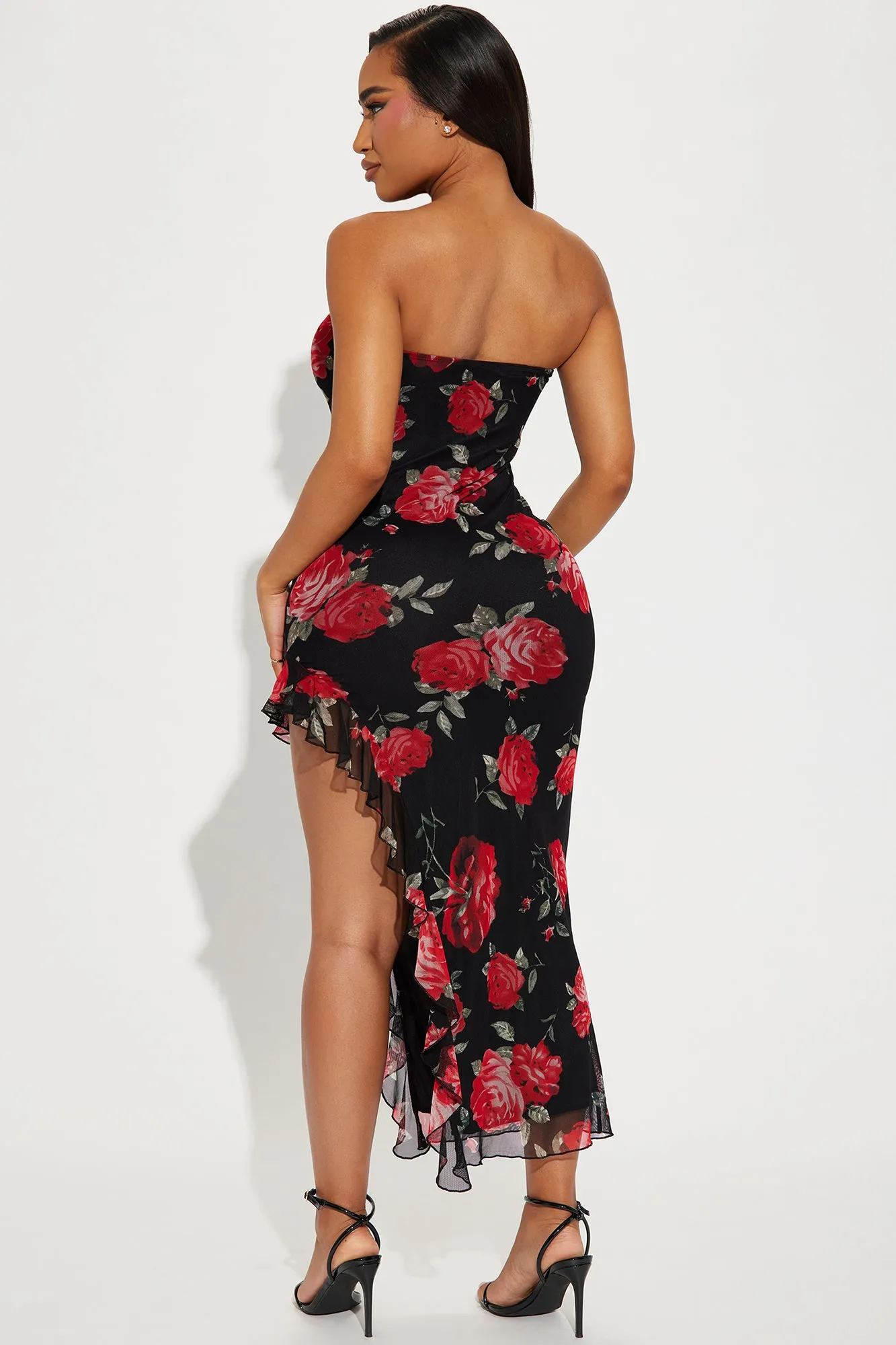 Camille Floral Mesh Maxi Dress - Black/combo