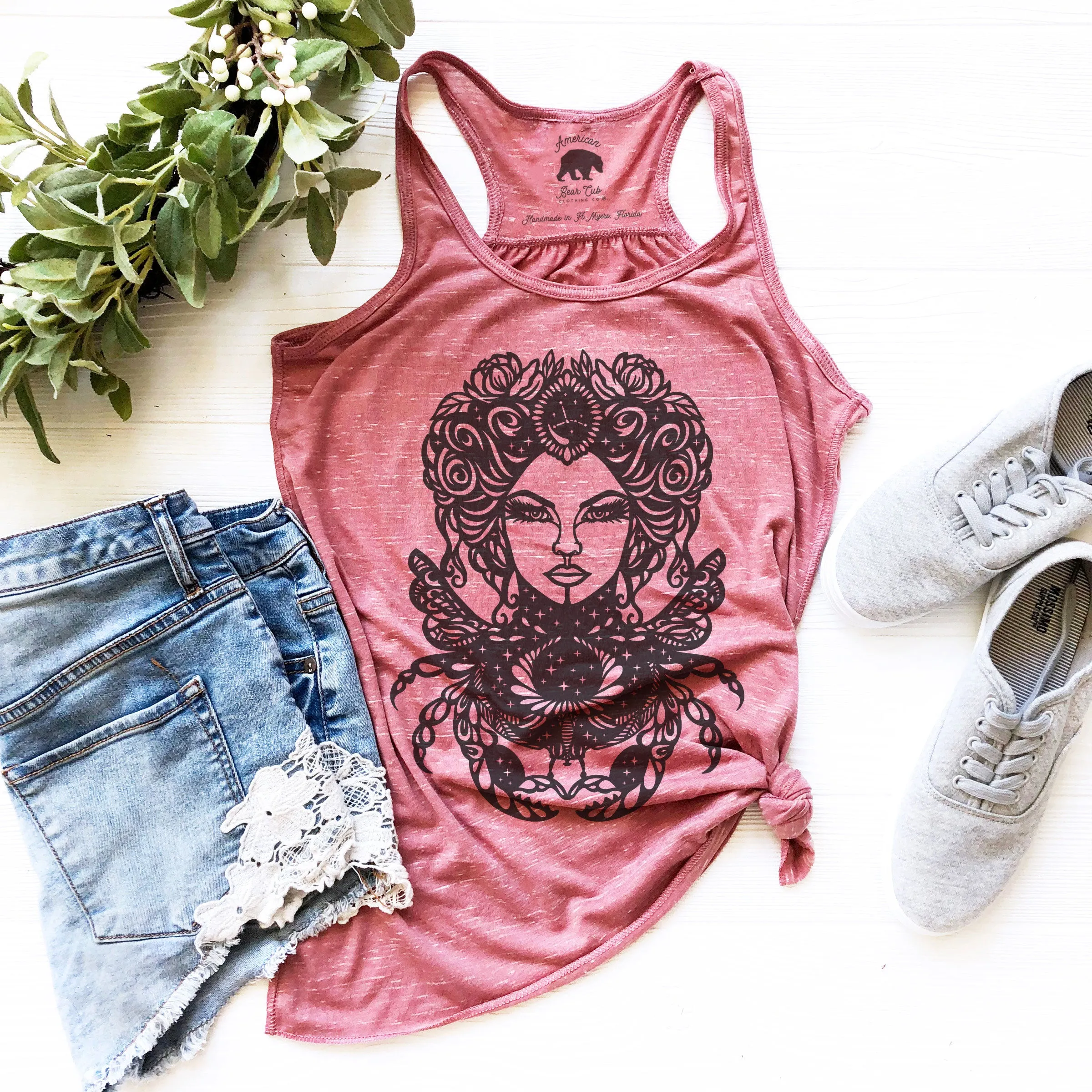 Cancer Zodiac & Astrology flowy racerback tank tops