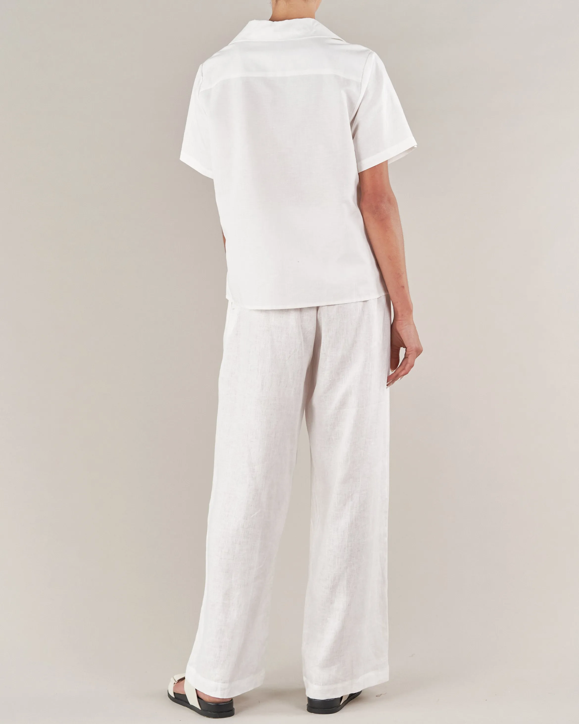 Cancun Linen Bowling Shirt - White