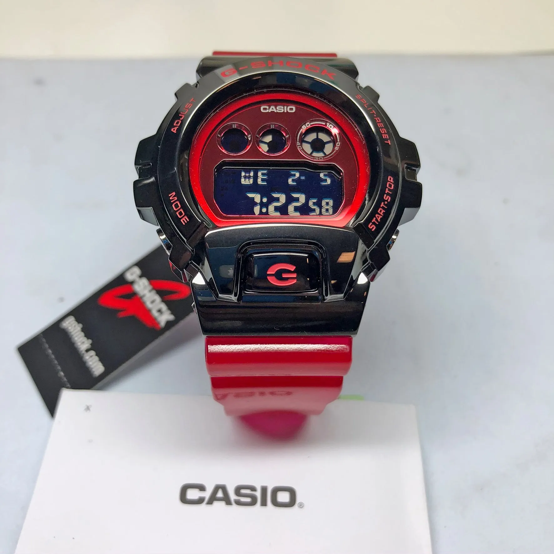 Casio G-Shock GM-6900B-4 Red Stainless Steel Metal Bezel 25th Anniversary Watch