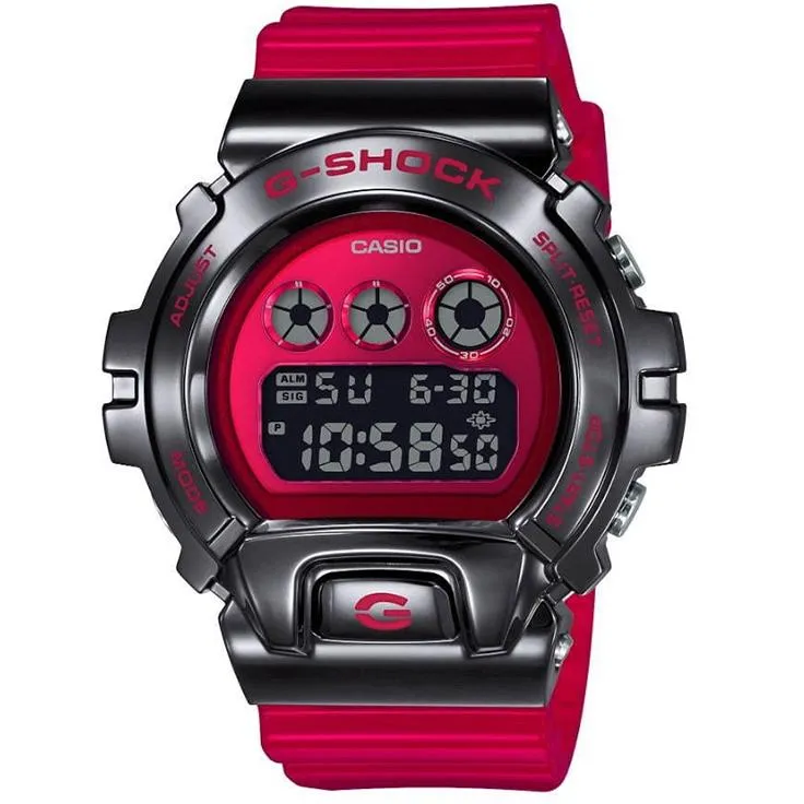 Casio G-Shock GM-6900B-4 Red Stainless Steel Metal Bezel 25th Anniversary Watch