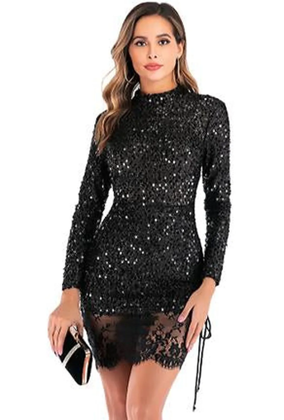 CASSI - GLITTER LACE HEM DRESS