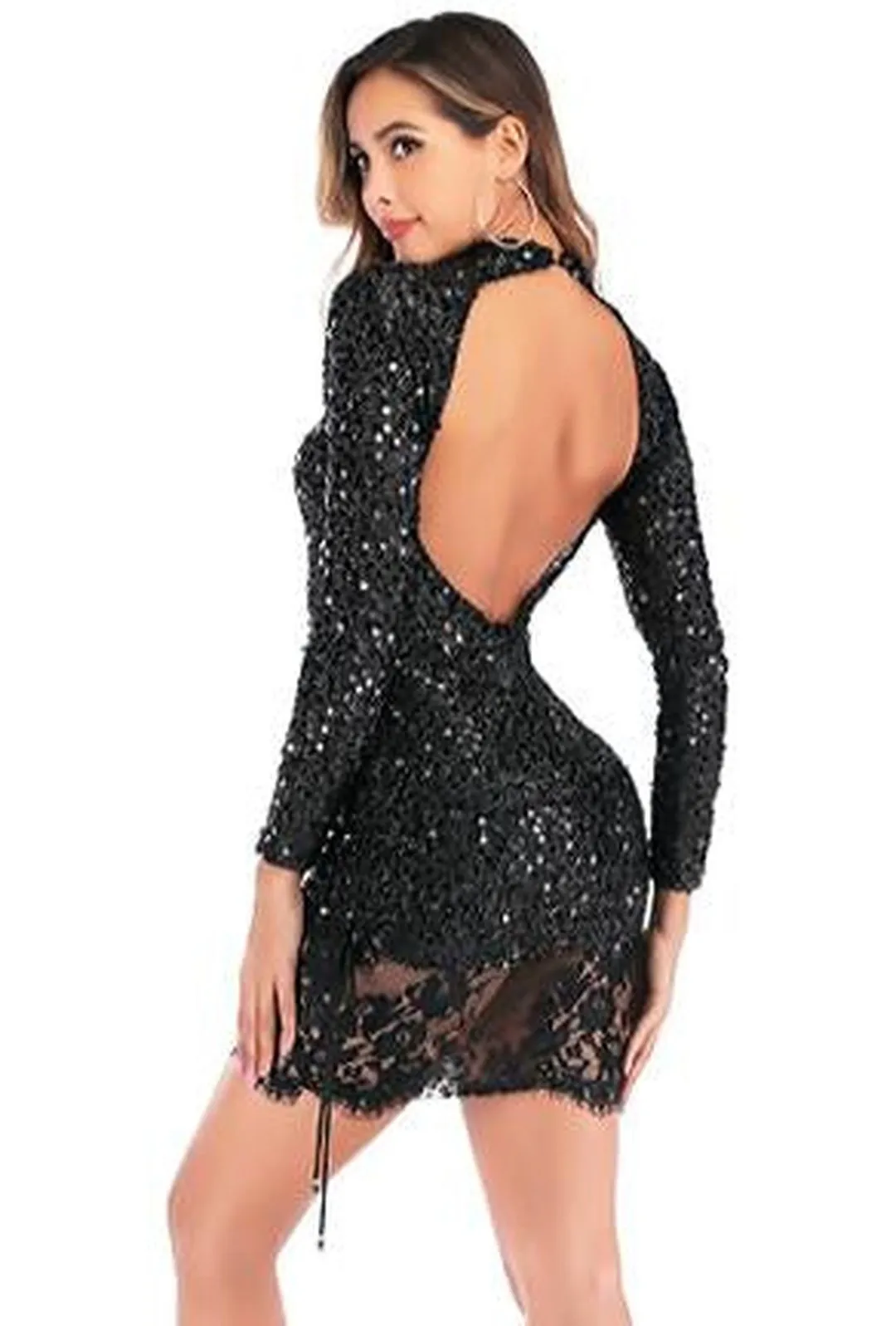 CASSI - GLITTER LACE HEM DRESS