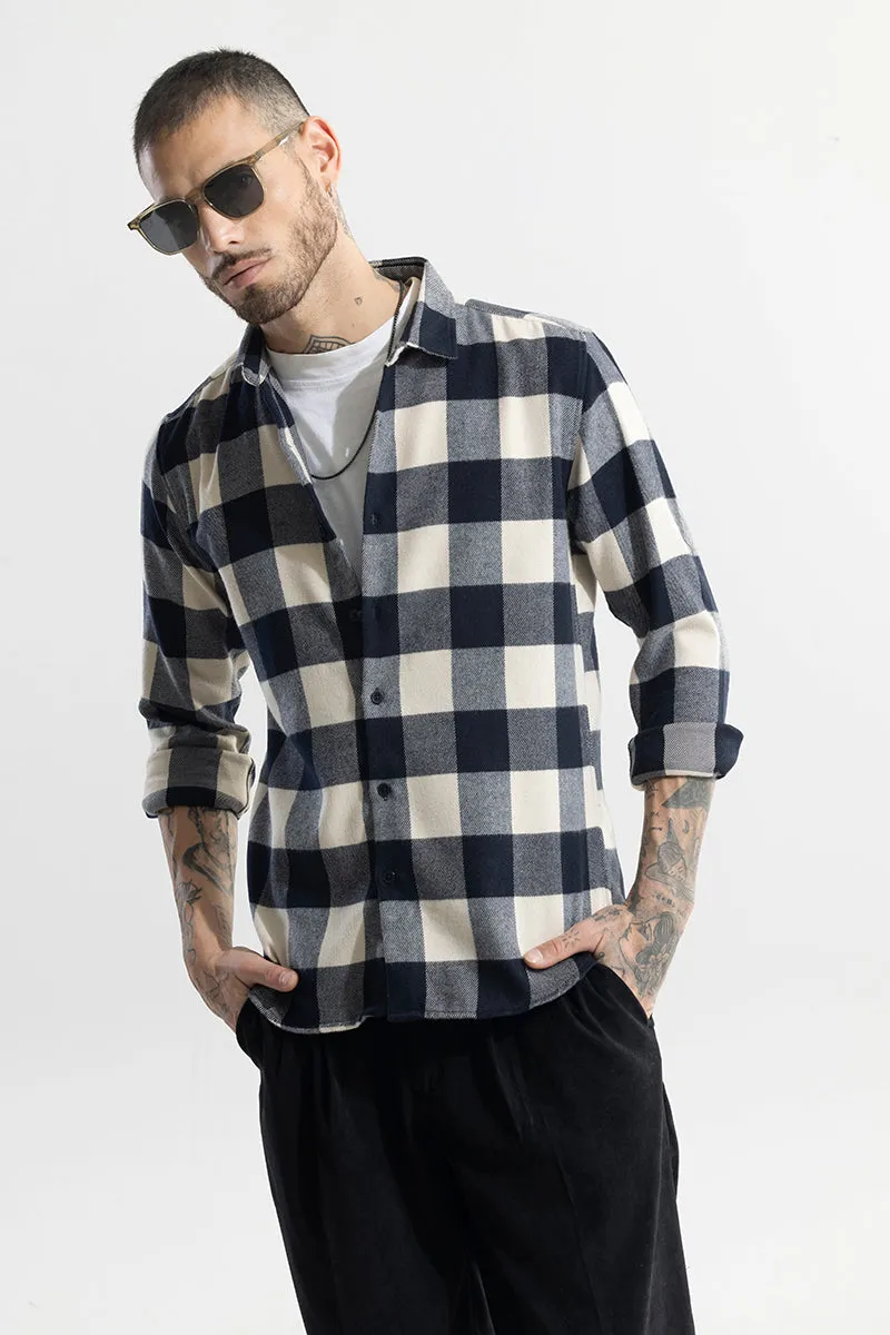 Chess Flannel Checks Navy Shirt