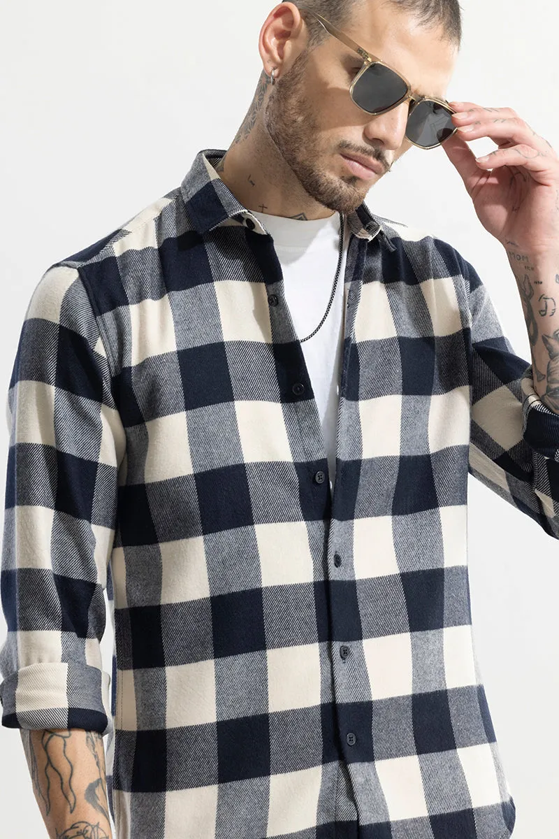 Chess Flannel Checks Navy Shirt