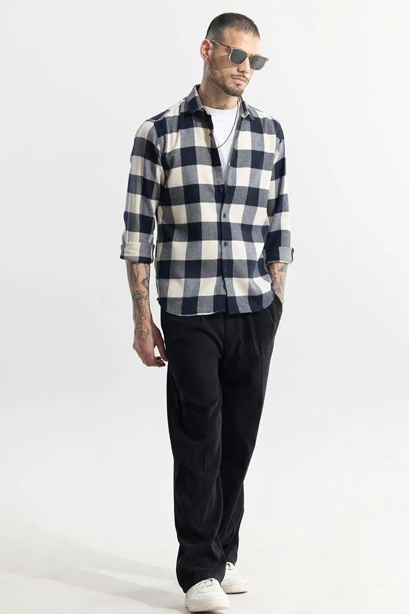 Chess Flannel Checks Navy Shirt