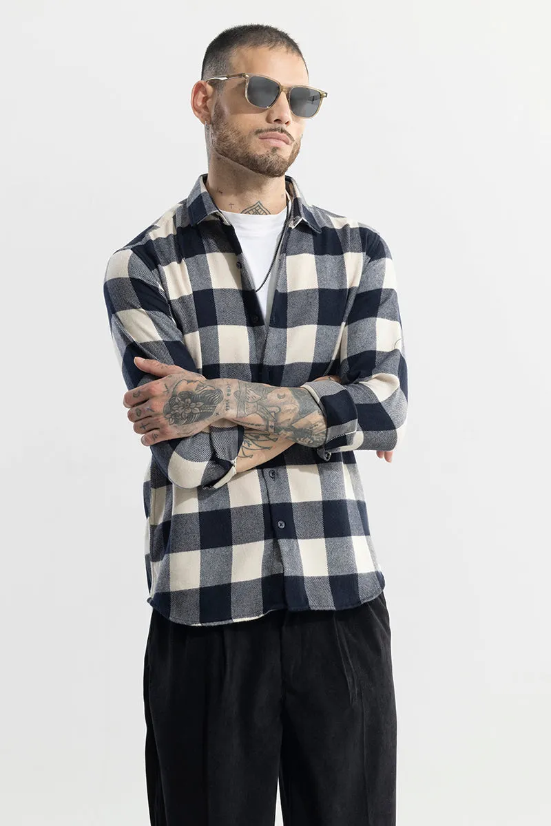 Chess Flannel Checks Navy Shirt