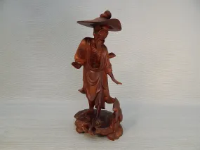 Chinese Wise Man Wood Figure - Very Good Vintage Condition