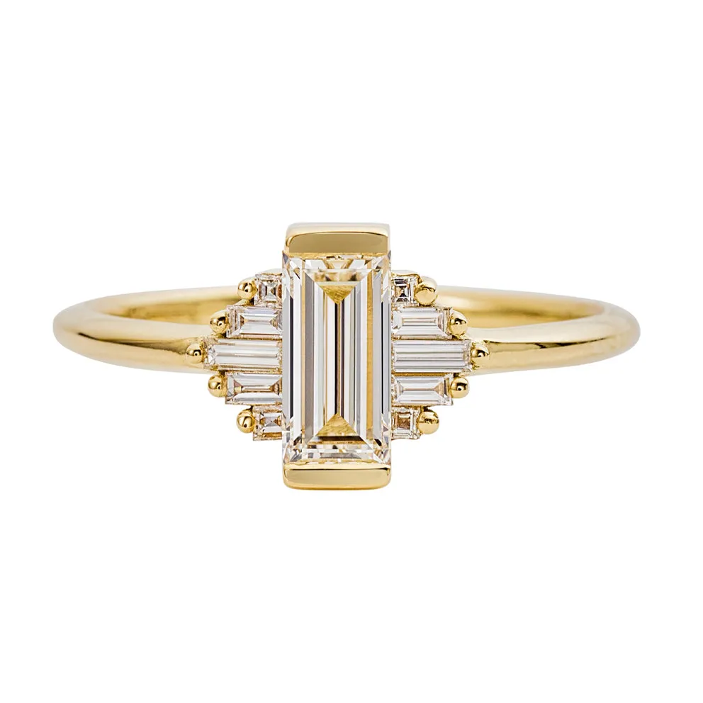 Classic Art Deco Engagement Ring with Baguette Cut Diamonds