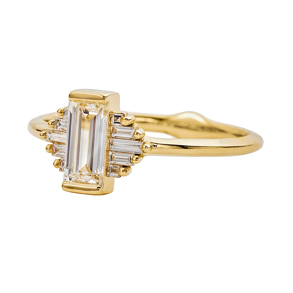 Classic Art Deco Engagement Ring with Baguette Cut Diamonds