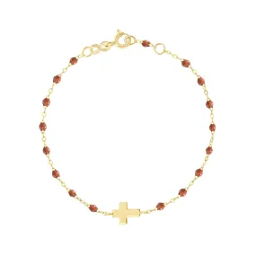 Classic Fauve Cross Charm Bracelet, Yellow Gold, 6.7"