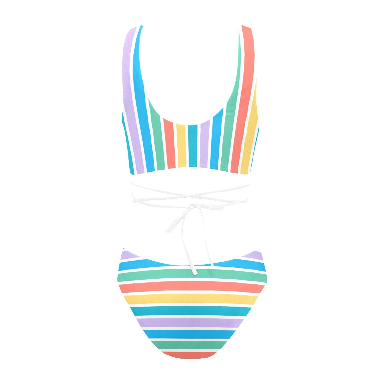 colorfully striped tropics Cross String Bikini Set (Model S29)