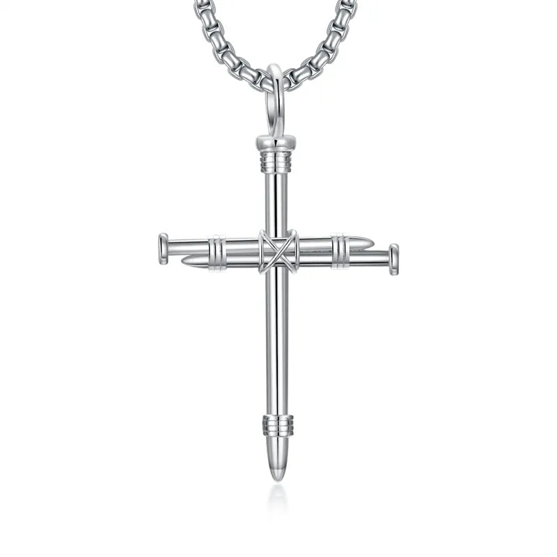 Cross Necklace for Men Sterling Silver Men’s Cross Necklace with Stainless Steel Chain Jewelry Gift for Men Boy