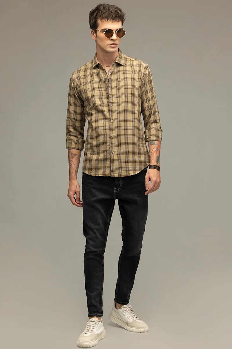 Crosshatch Beige Checks Shirt