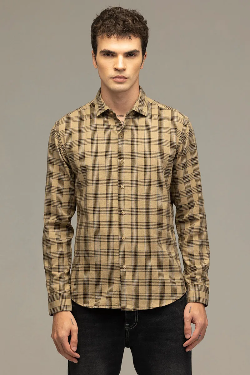 Crosshatch Beige Checks Shirt