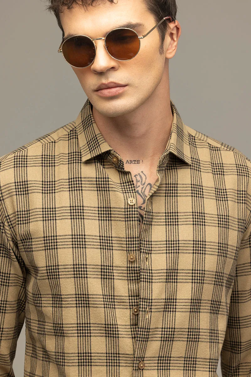 Crosshatch Beige Checks Shirt