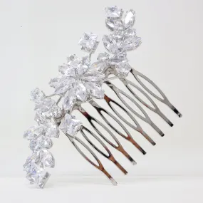 Cubic Zirconia, Diamond Flower Vine Leaves Bridal Hair Comb, Bridal Hair Accessories, Wedding Hair Accessory, Bridal Hair Comb.