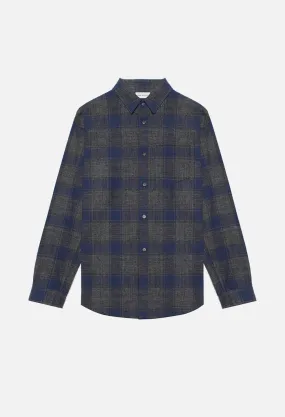 Curve Hem Button Up / Grey x Navy