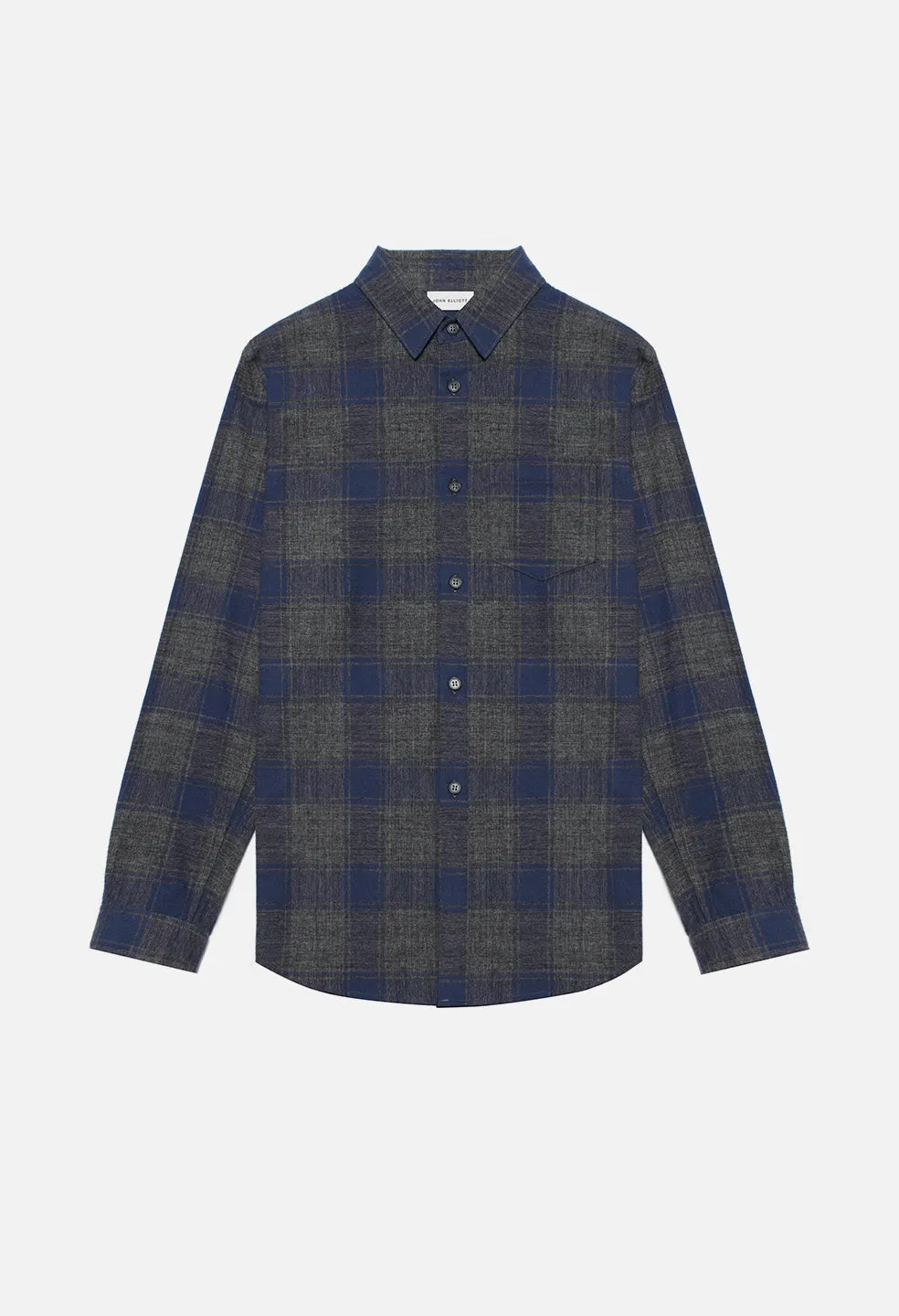 Curve Hem Button Up / Grey x Navy