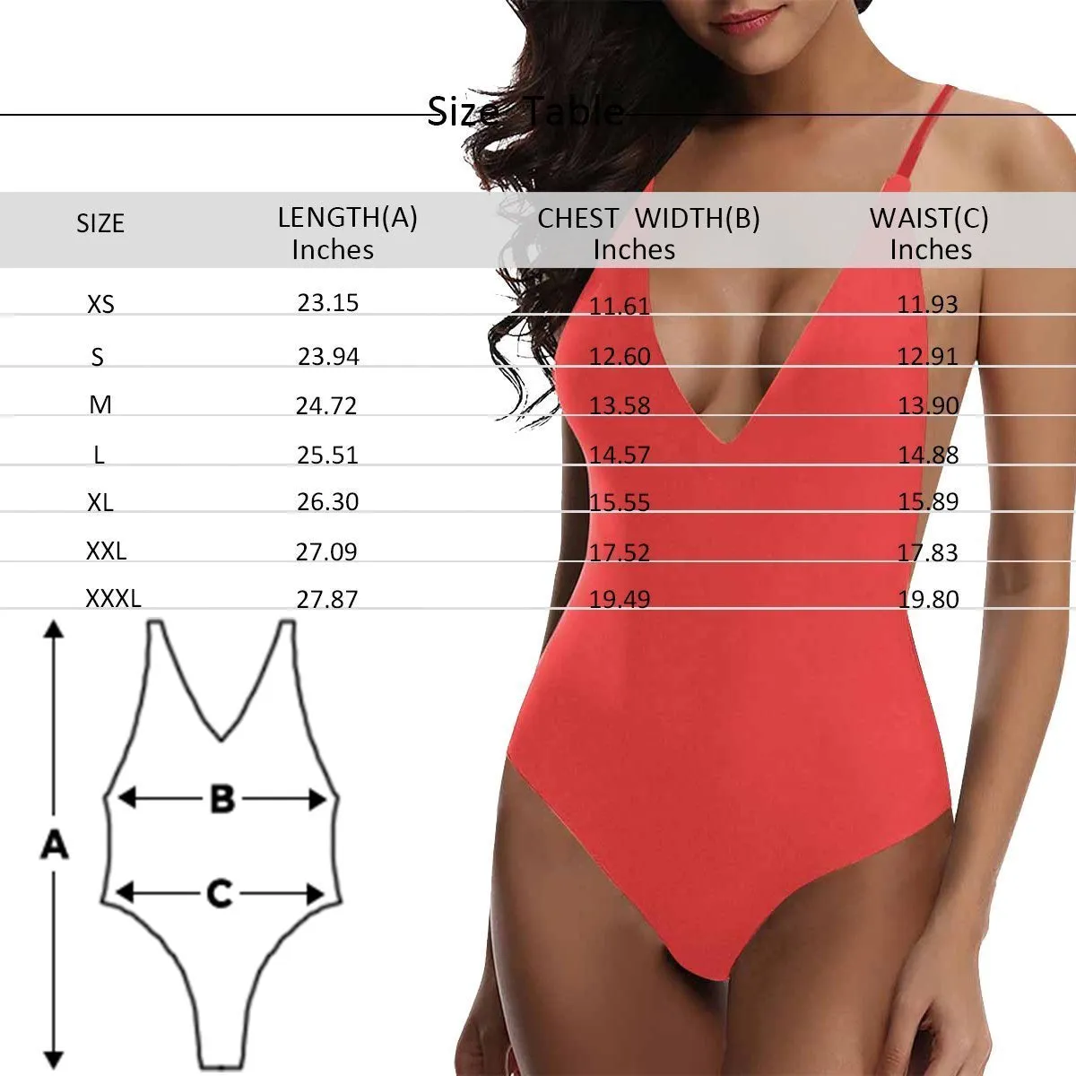 Custom Cute Dog Face V-Neck Women's One Piece Sexy Swimsuit