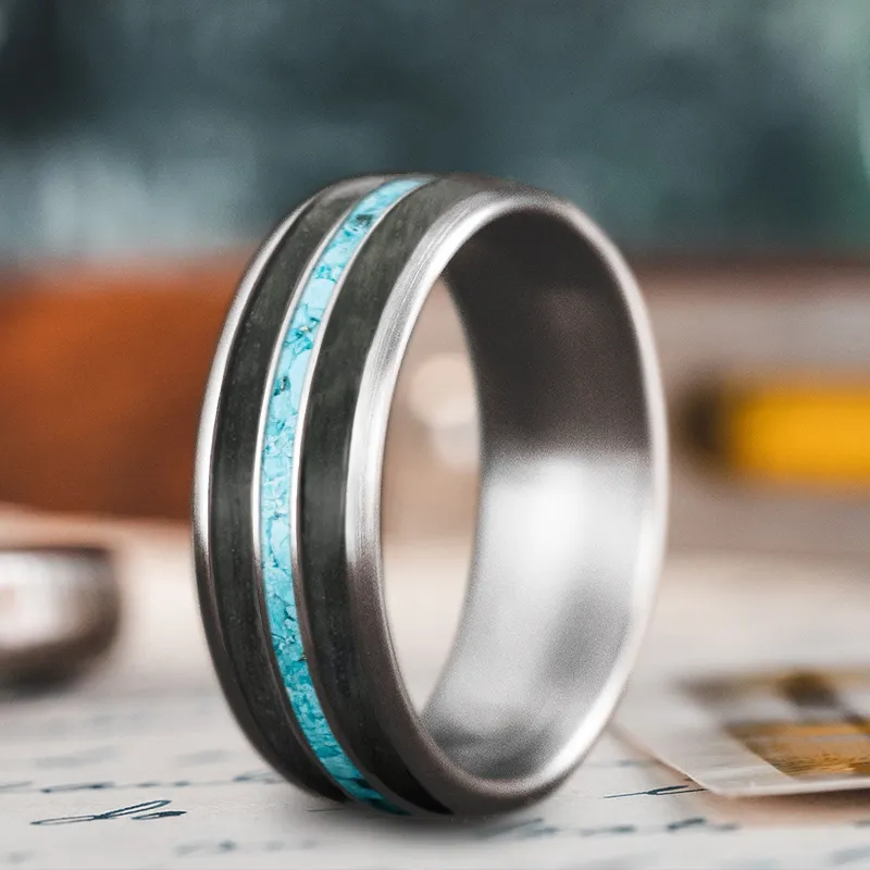 Custom Design - 3-Inlay Narrow Center Ring -tJEyyeSzuHT9KkG3sEnYx25