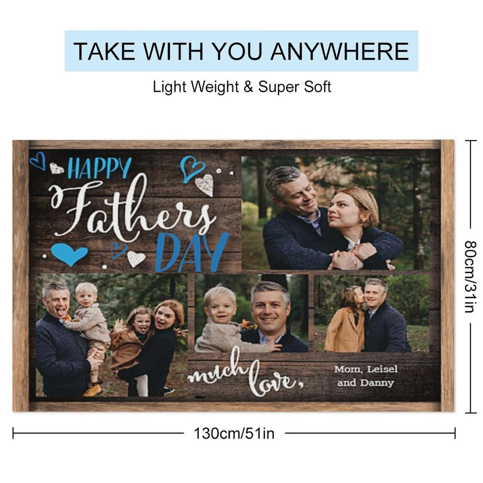 Custom Photo Father's Day Double-faced Pile Beach Towel