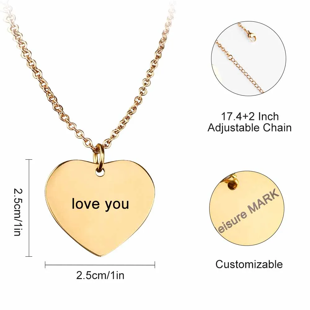 Custom Text Heart-shaped Necklace Personalized Name Necklace Jewelry Design for Valentine's Day Gift