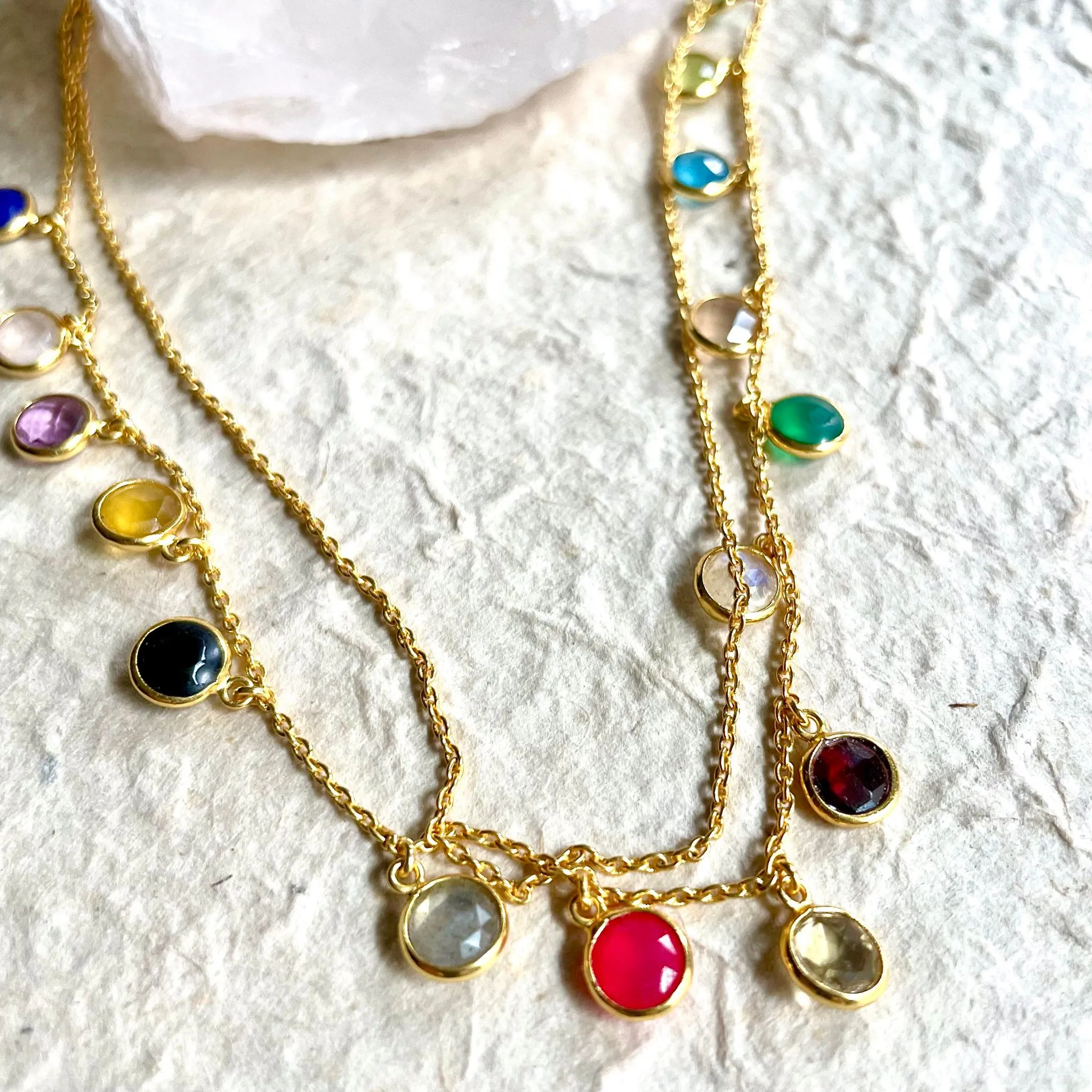 Cybele Double Layered Necklace With Gemstones